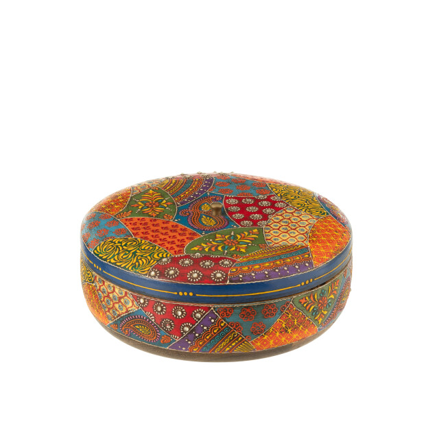 J-Line Box + lid delhi round mango wood mix 50569 large