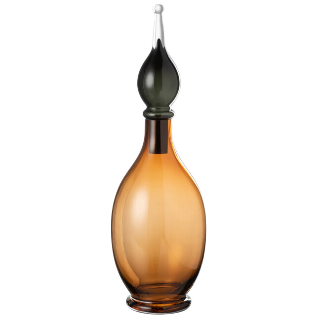 J-Line Vase+cap phial deco jo glass brown large 48087 large