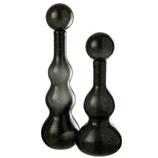 J-Line Bottle + stop carol glass black large 58063 large