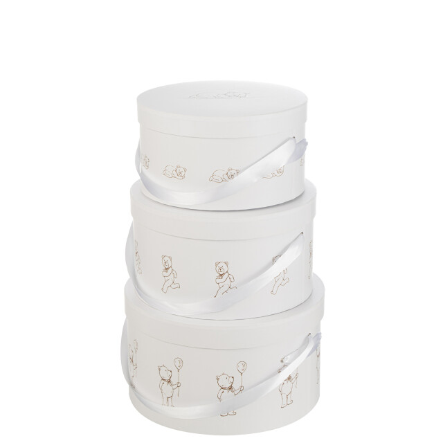 J-Line Set of 3 boxes bear round white 23092 large