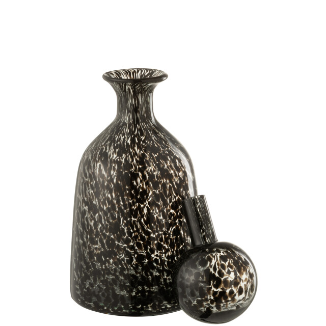 J-Line Bottle+plug dot decorative low glass black small 18643 large