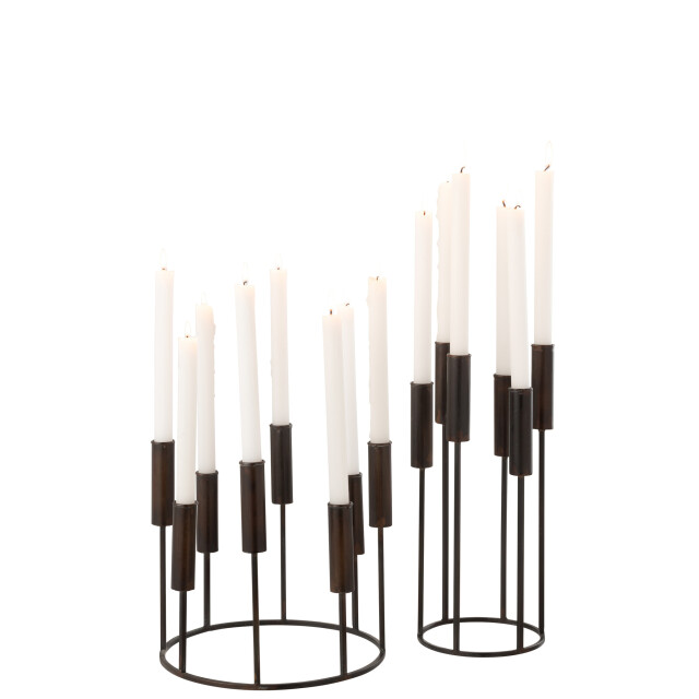 J-Line Set of 2 candleholders pierre iron black 47415 large