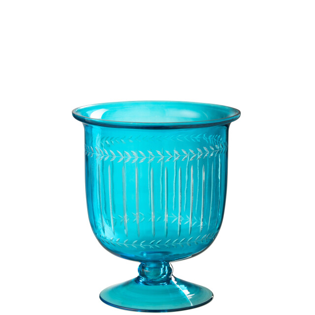 J-Line Hurricane/vase tarifa glass azure 53735 large