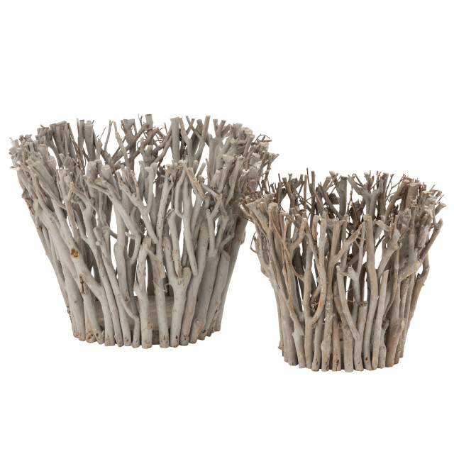 J-Line Hurricane branches with glass wood grey large 5601 large