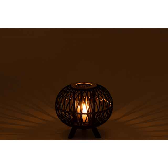 J-Line Lantern ball on foot bamboo black/natural small 12179 large
