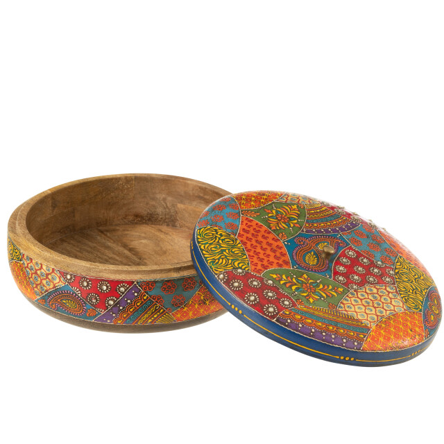 J-Line Box + lid delhi round mango wood mix 50569 large