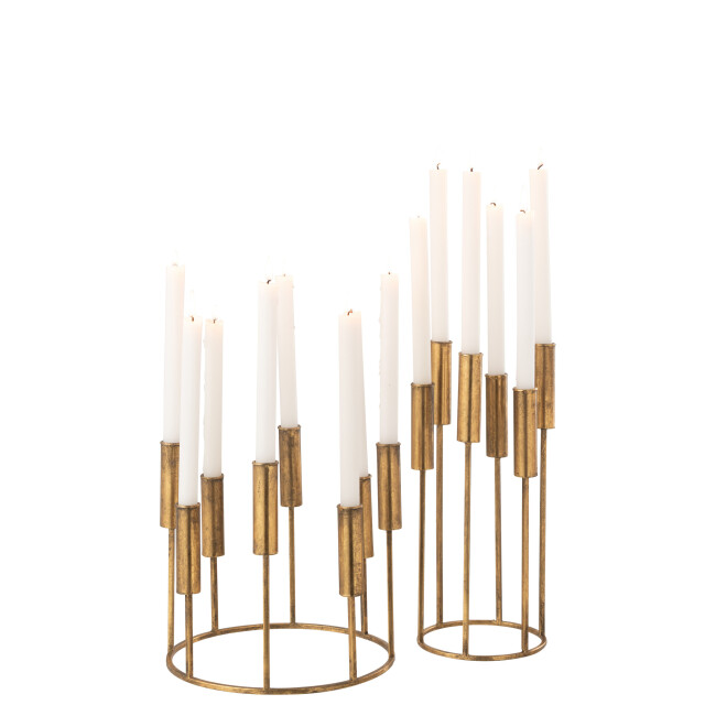J-Line Set of 2 candleholders pierre iron gold 47427 large
