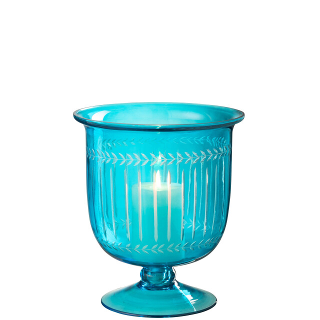 J-Line Hurricane/vase tarifa glass azure 53735 large