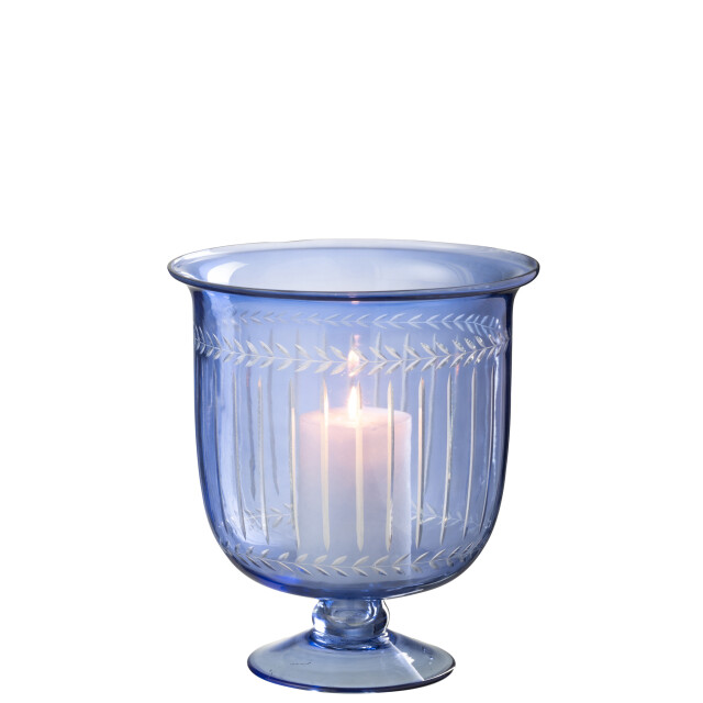 J-Line Hurricane/vase tarifa glass blue 53742 large