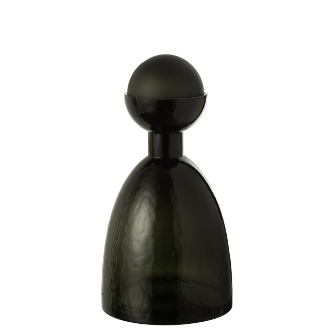 J-Line Vase bottle+cap adria glass dark green medium 53431 large