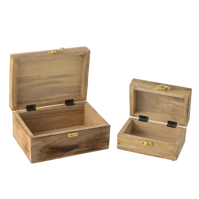 J-Line Set of 2 boxes heart mango wood pink 50453 large