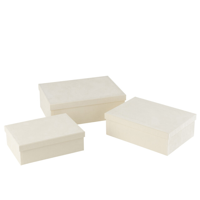 J-Line Set of 3 box rectangle velvet paper white 49217 large