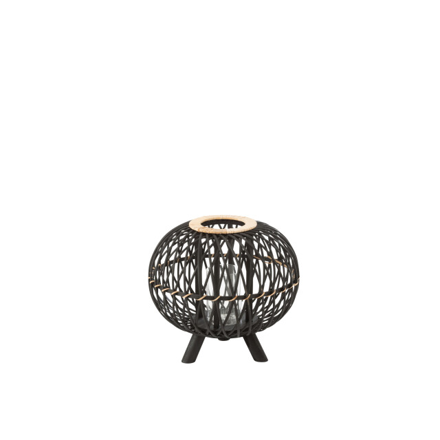 J-Line Lantern ball on foot bamboo black/natural small 12179 large