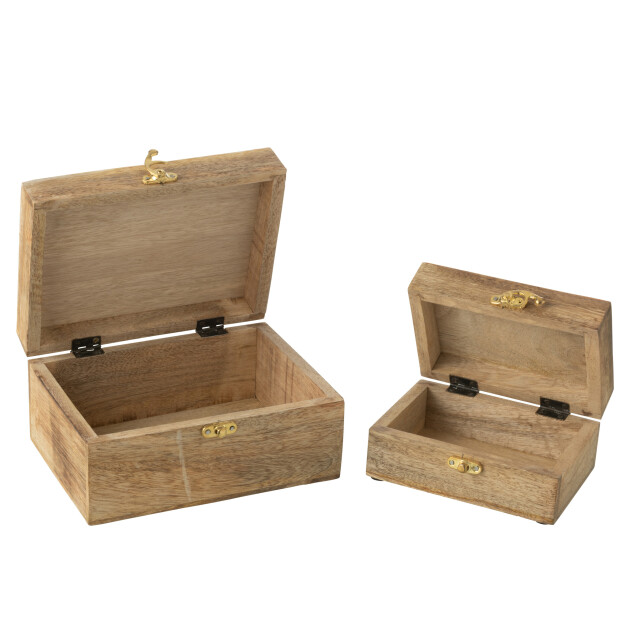 J-Line Set of 2 boxes heart mango wood red 50465 large