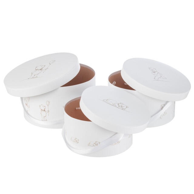 J-Line Set of 3 boxes bear round white 23092 large