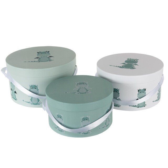 J-Line Set of 3 boxes dragon paper white/mint 18132 large