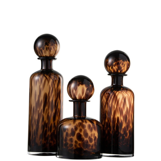 J-Line Bottle+stop speck decorative glass brown/black large 96626 large