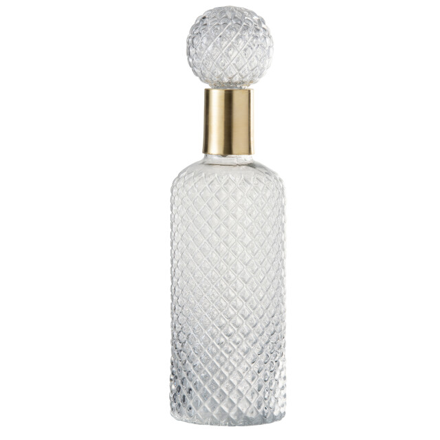 J-Line Bottle+stop deco relief glass transparent large 96612 large