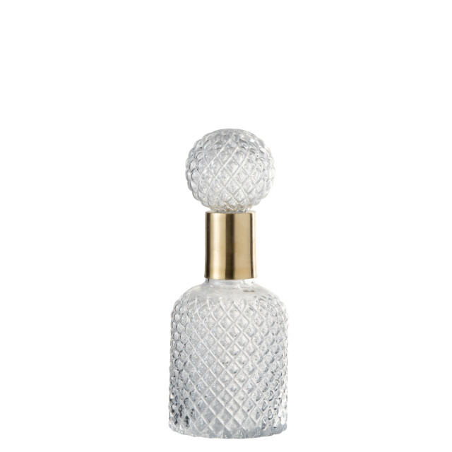 J-Line Bottle+stop deco relief glass transparent small 96611 large