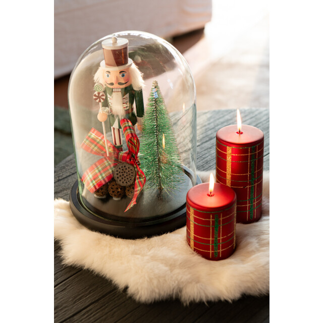 J-Line Decorative bell jar nutcracker glass christmas red/dark green large 56475 large