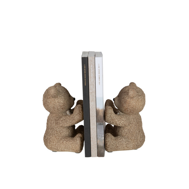 J-Line Set 2 bookend teddy poly light brown 21578 large