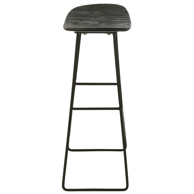 J-Line Stool rectangular recycle teak black large 40785 large