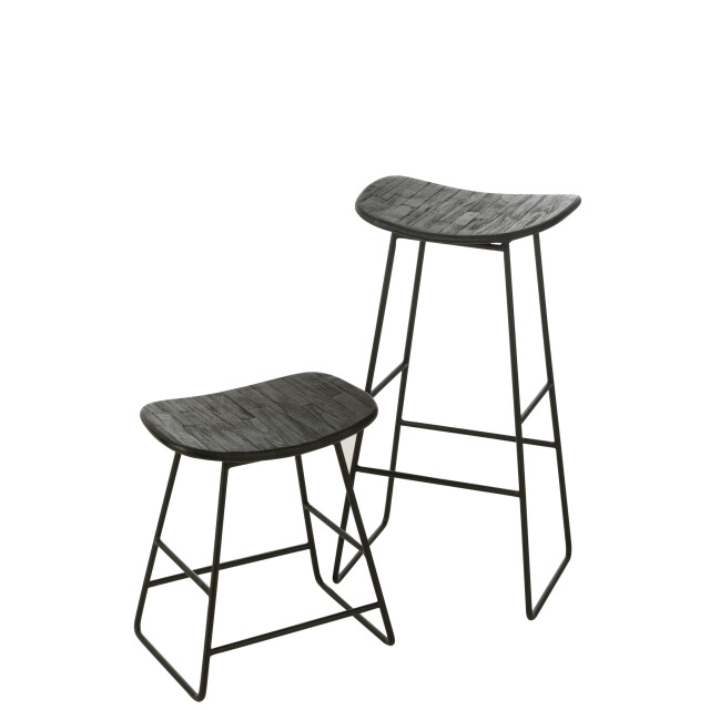 J-Line Stool rectangular recycle teak black large 40785 large