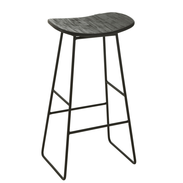 J-Line Stool rectangular recycle teak black large 40785 large