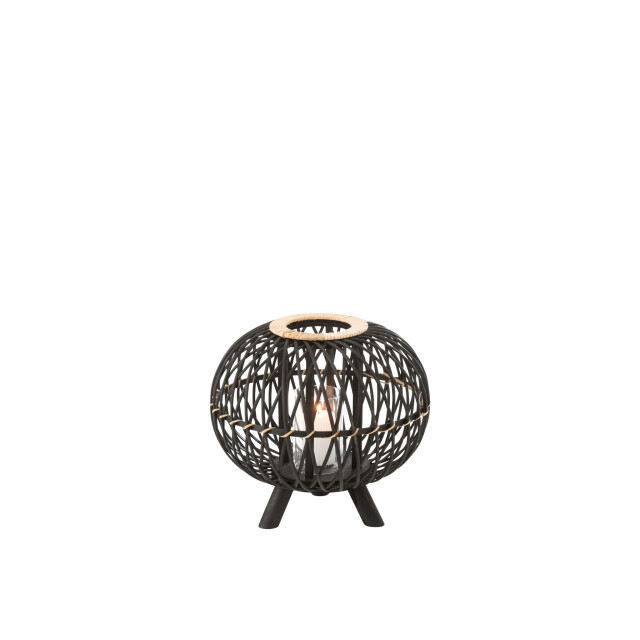 J-Line Lantern ball on foot bamboo black/natural small 12179 large
