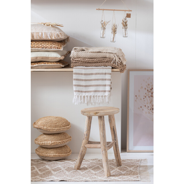 J-Line Stool round wood white wash m 67304 large