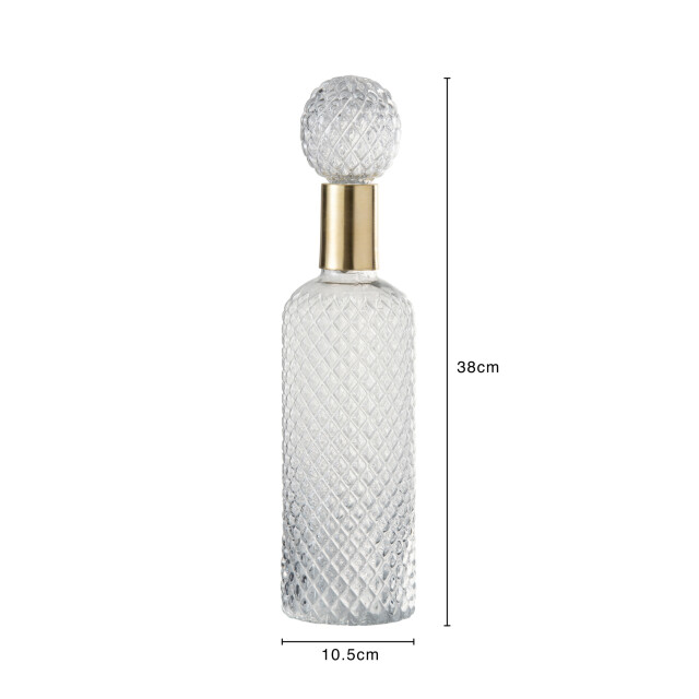 J-Line Bottle+stop deco relief glass transparent large 96612 large