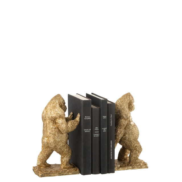 J-Line Set of 2 bookend gorilla resin gold 45236 large