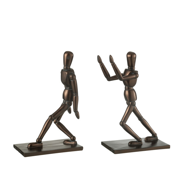 J-Line Set of 2 bookend model men resin brown 49847 large