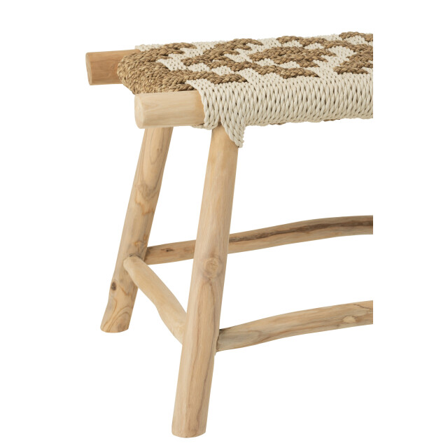 J-Line Bench waverly teak wood/seagrass natural/white 50989 large