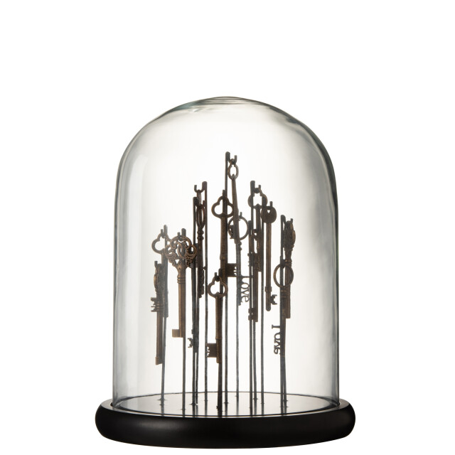 J-Line Bell jar keys glass dark brown medium 2925 large