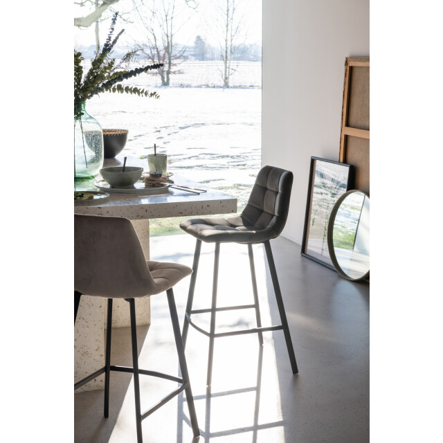 J-Line Barstool olivier textile/metal grey 15486 large