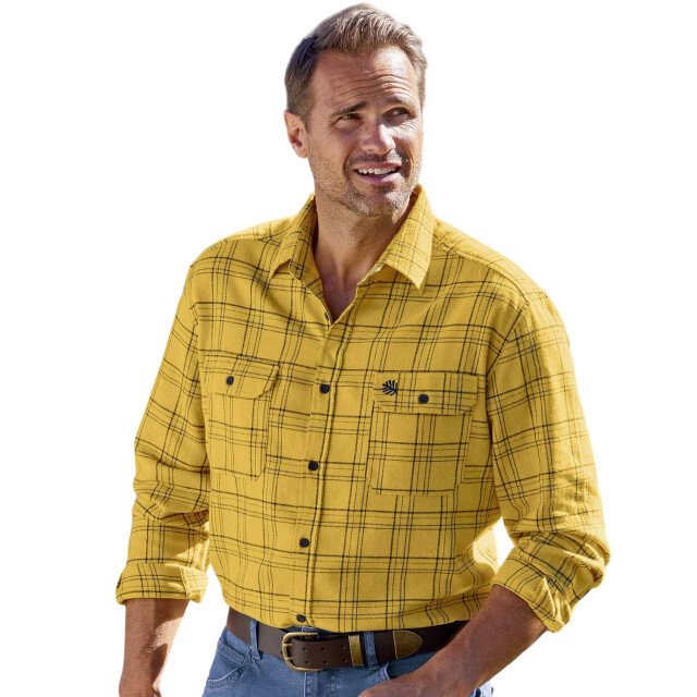 Atlas For Men Heren geruit flannel shirt UTAF1824_yellow large