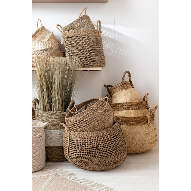 J-Line Set of 2 baskets tosai seagrass natural 11116 large