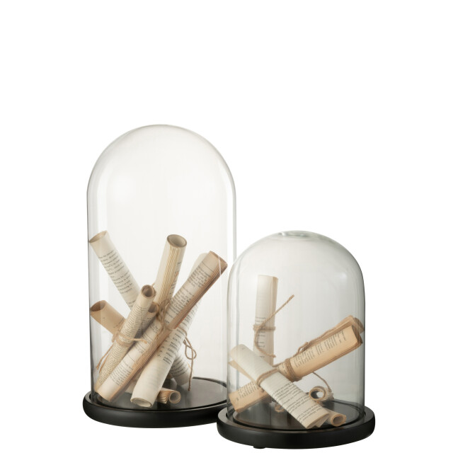 J-Line Bell jar paper parchment glass beige large 37057 large