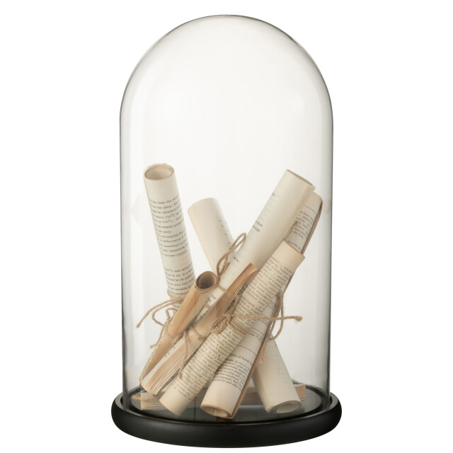 J-Line Bell jar paper parchment glass beige large 37057 large