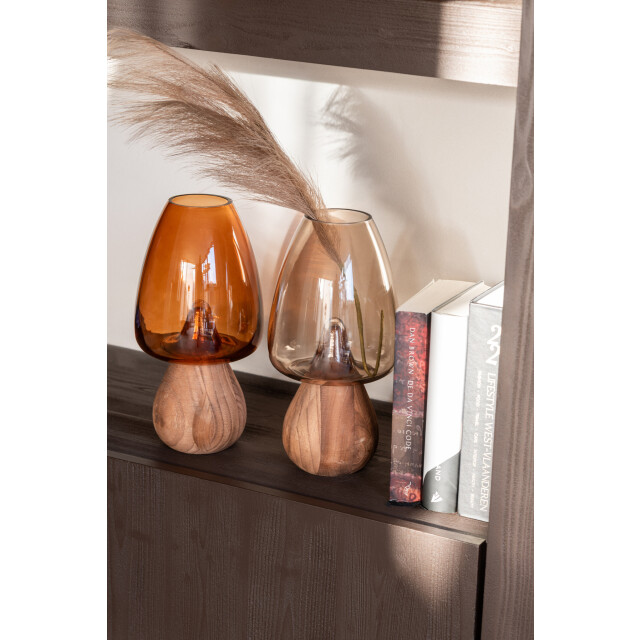 J-Line Vase mushroom high glass gray 58034 large