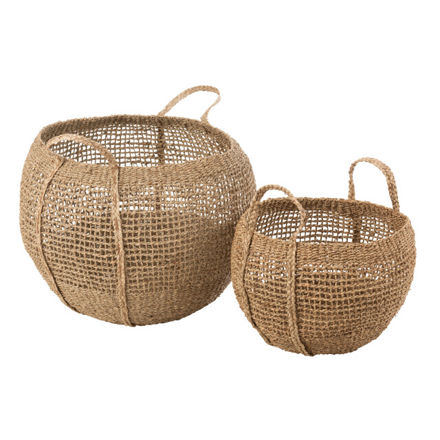 J-Line Set of 2 baskets tosai seagrass natural 11116 large