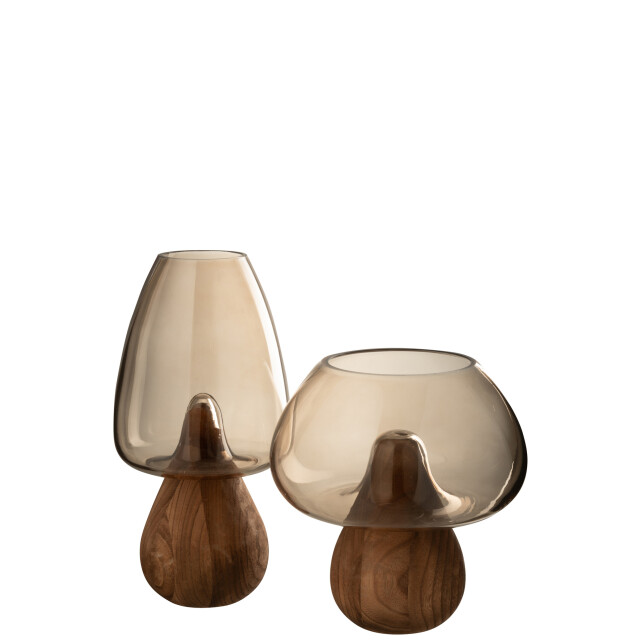 J-Line Vase mushroom high glass gray 58034 large