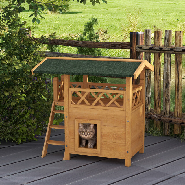 4goodz Kattenhuis 2 laags 77x50x73cm bruin 3252705 large