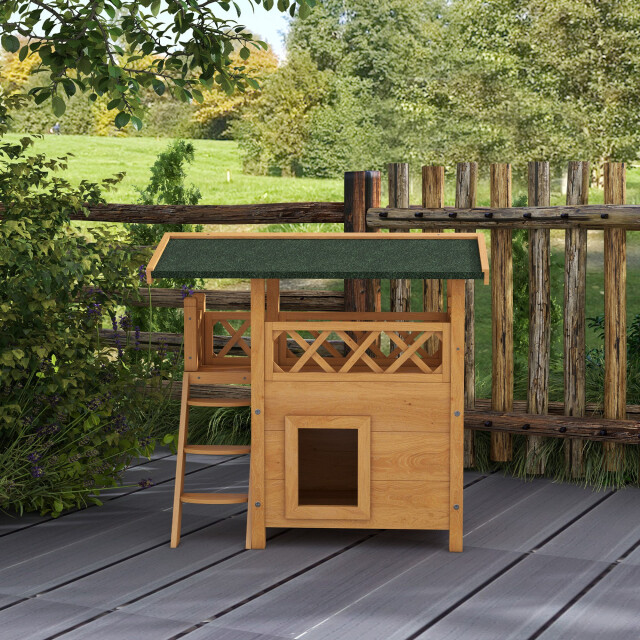 4goodz Kattenhuis 2 laags 77x50x73cm bruin 3252705 large