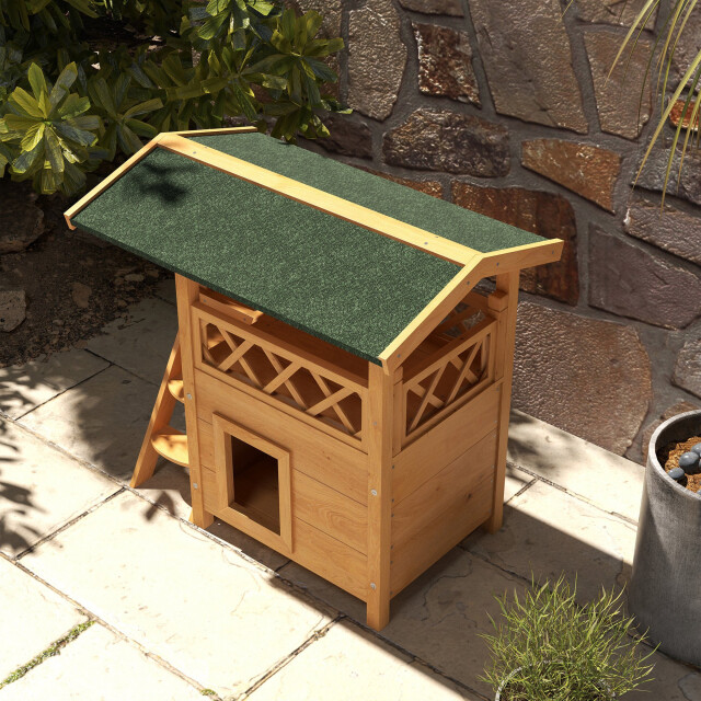 4goodz Kattenhuis 2 laags 77x50x73cm bruin 3252705 large