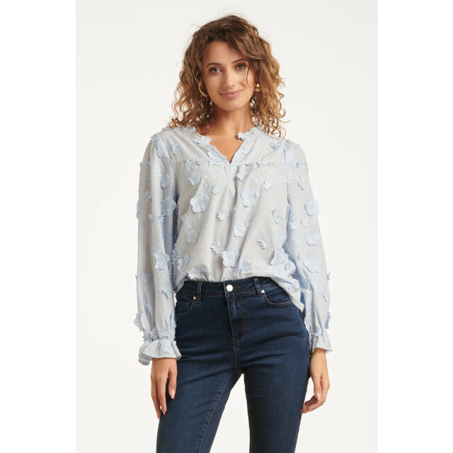 Smashed Lemon Dames3d bloemenprint top met v hals | 25624-600-4XL large