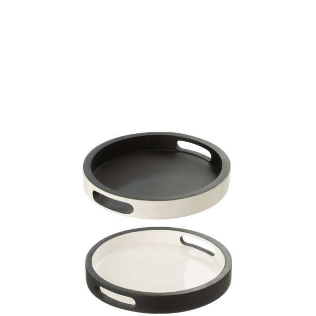 J-Line Tray vik wood black/white assortment of 2 34492 large