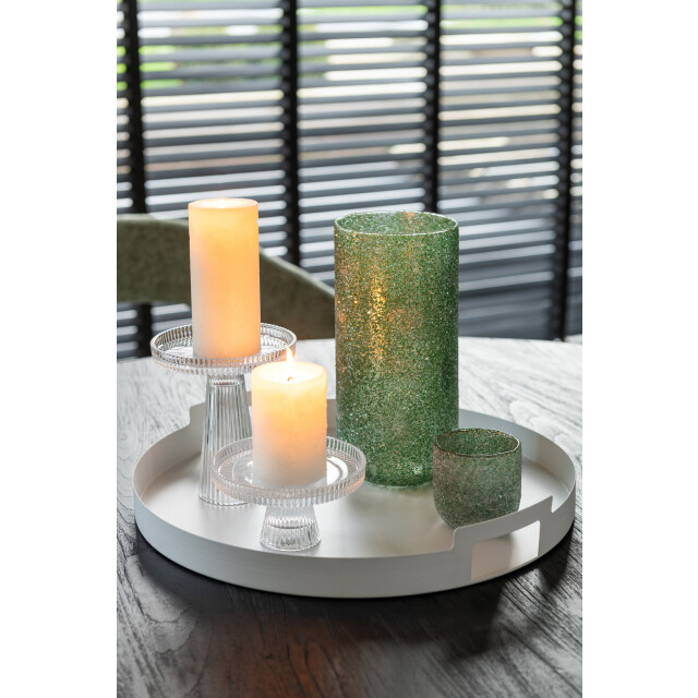 J-Line Set of 3 trays round metal white 46203 large