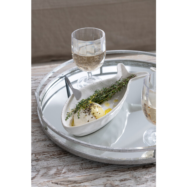 J-Line Set of 2 tray round mirror iron silver 5686 large